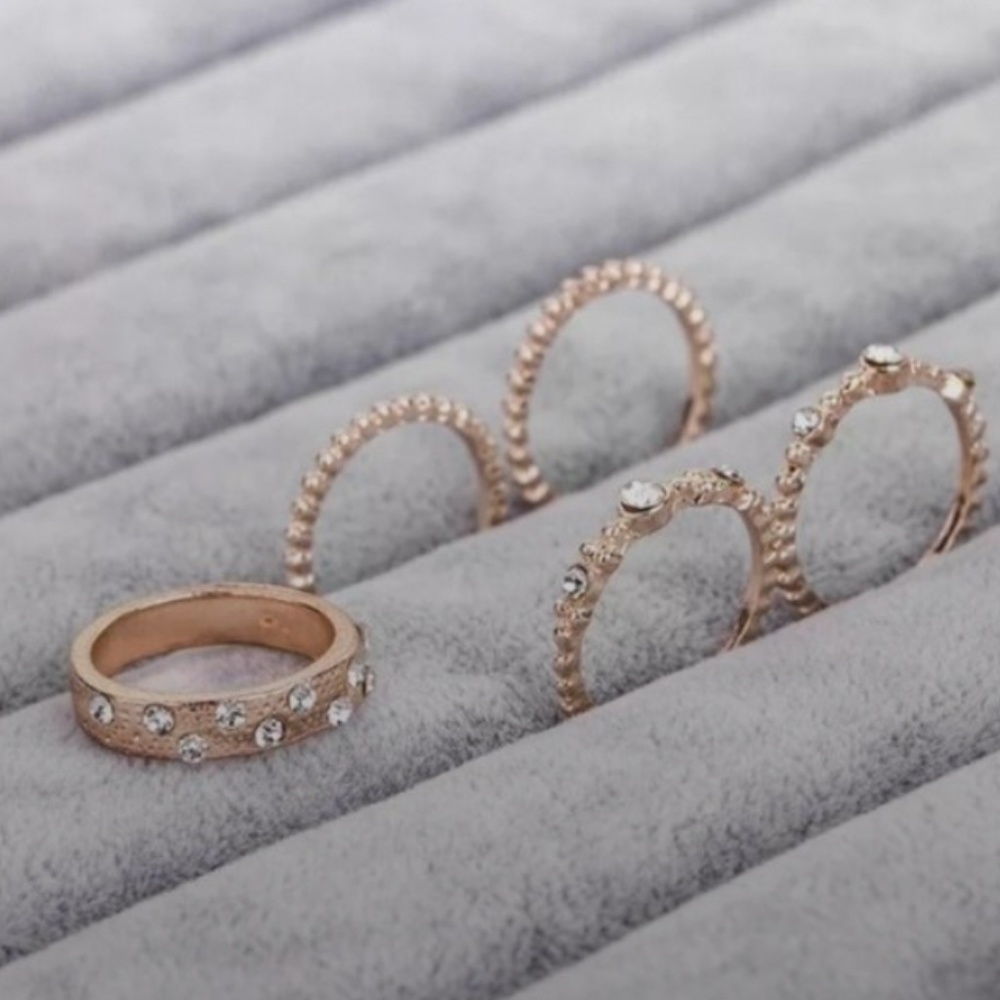 NEW 5pcs Rose Gold Crystal Statement Ring - Picture 4 of 5